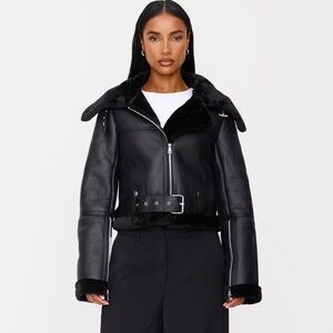 PrettyLittleThing Zip Cropped Aviator Jacket